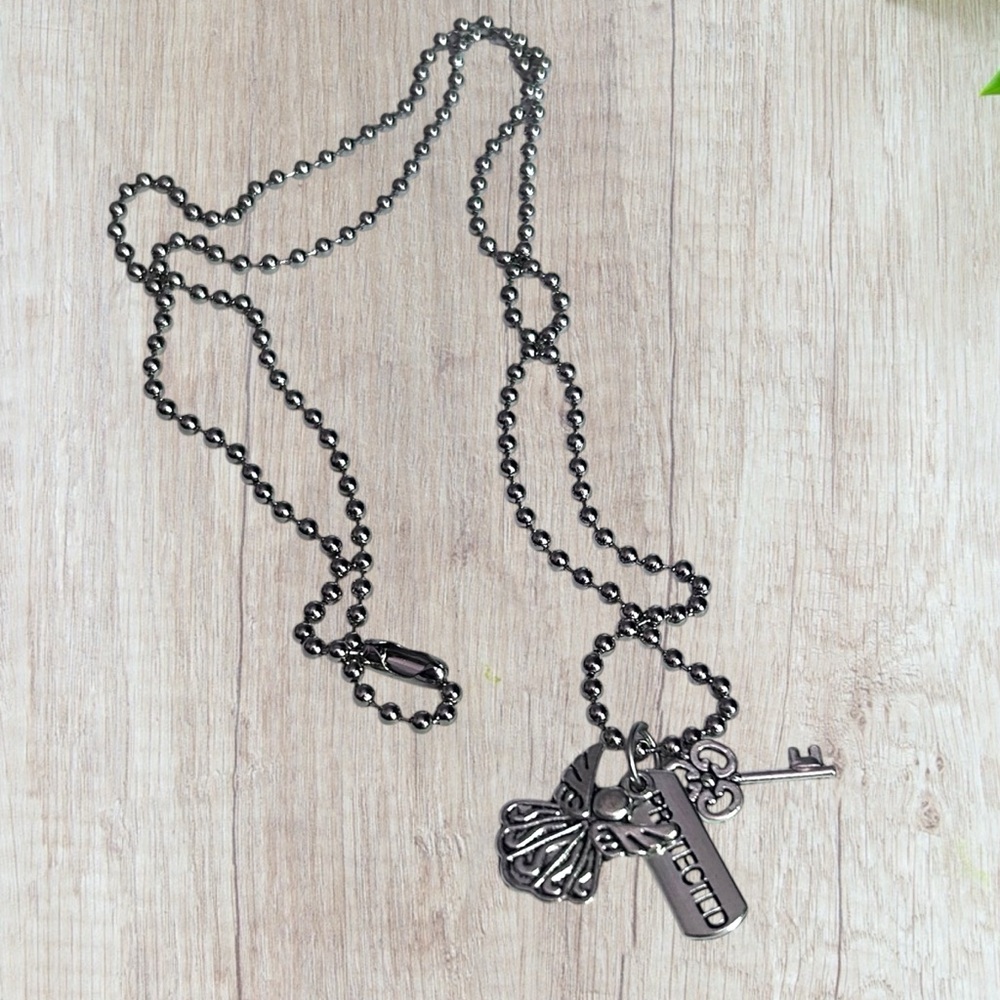 Hand Crafted Necklace PROTECTED Dog Tag Charms Tibetan Pendant Angel Key - Picture 7 of 7